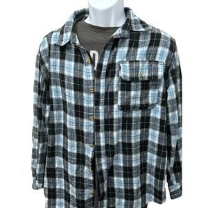 Old Mill Flannel Shirt Blue Plaid Button Down Casual Workwear Soft Cotton Mens M